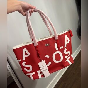 Lacoste Bold Red and White Tote